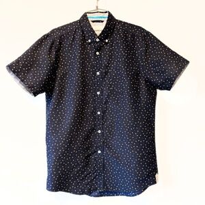 International Report Short-Sleeved Anchor Print Button Down Shirt Navy Size M